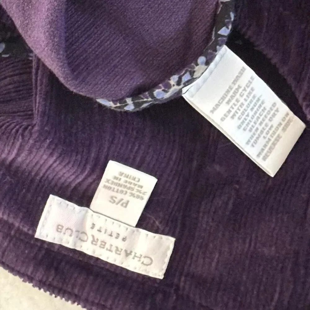 Purple Corduroy Button Up Coat